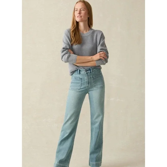 Faherty Brand Jeans Wide Leg Light Wash Denim Pants Women Size 29 - Picture 3 of 13